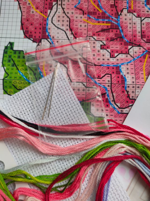 Kit punto de cruz, rosa en vaso