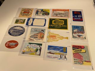 Lote de 55 etiquetas hotel de Noruega
