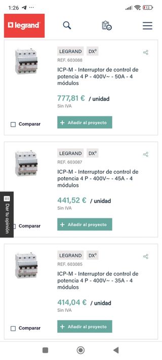 ICP Legrand Interruptor de control de potencia