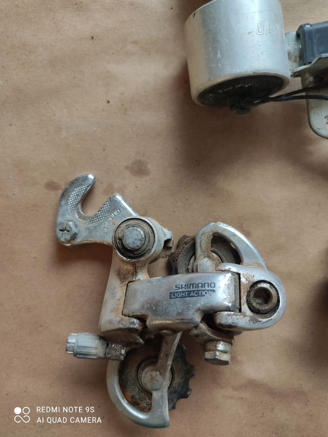 Desviador trasero, dinamo y timbre bicicleta vinta