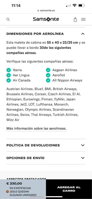 Maleta de cabina Samsonite 