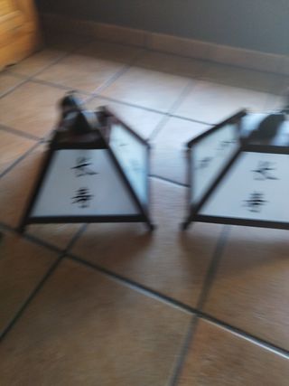Lámparas madera y cristal