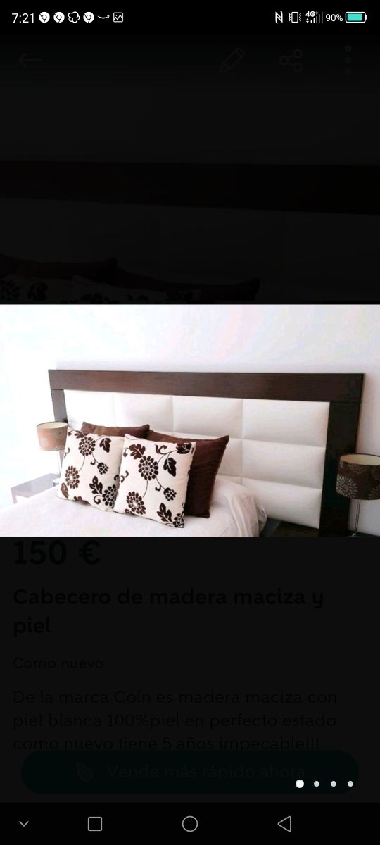 Cabecero madera y piel