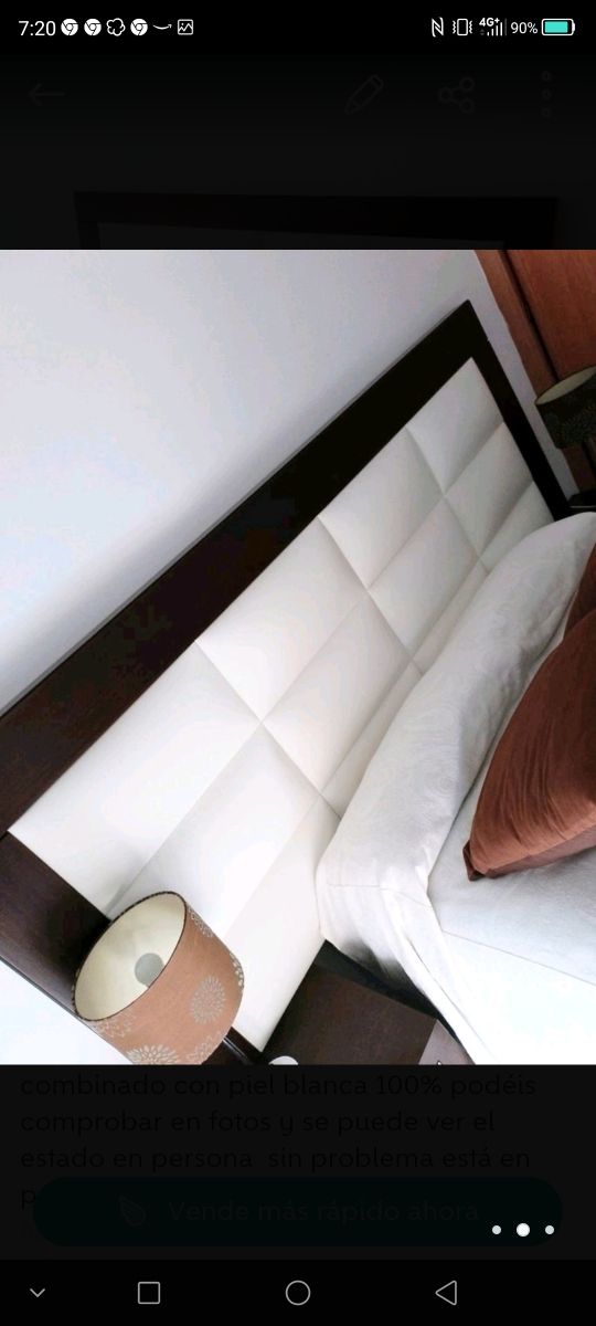 Cabecero madera y piel