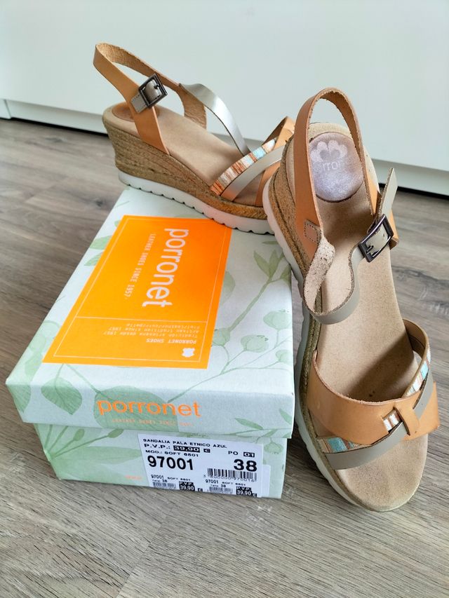 PORRONET SANDALIA CUÑA PIEL