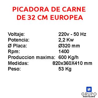 📣 PICADORA DE CARNE DE 32 CM EUROPEA 📣