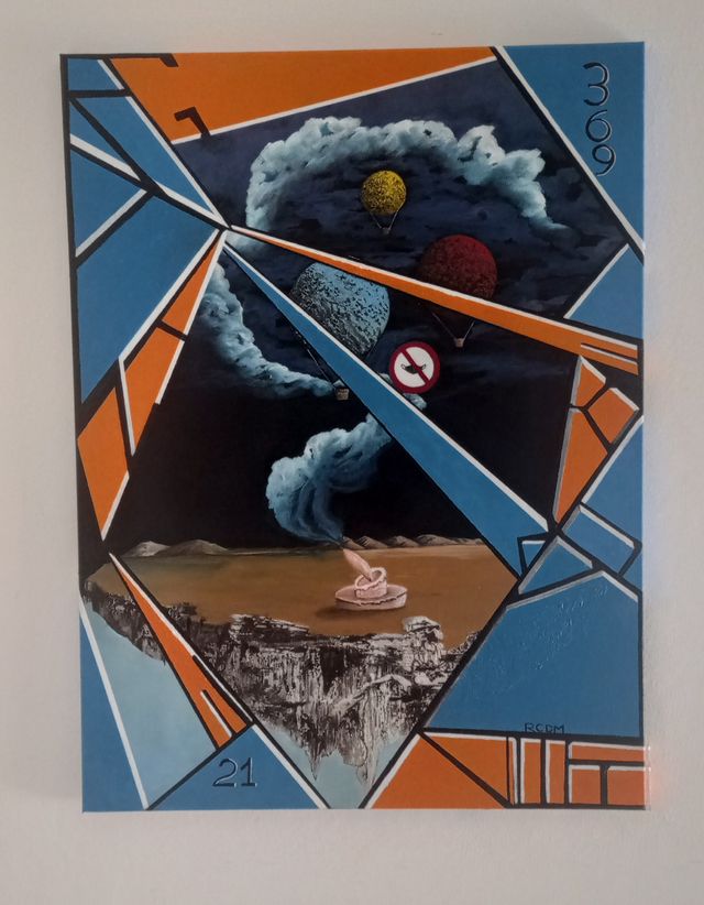 Quadro astratto geometrico pianeti