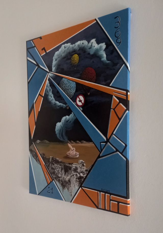 Quadro astratto geometrico pianeti