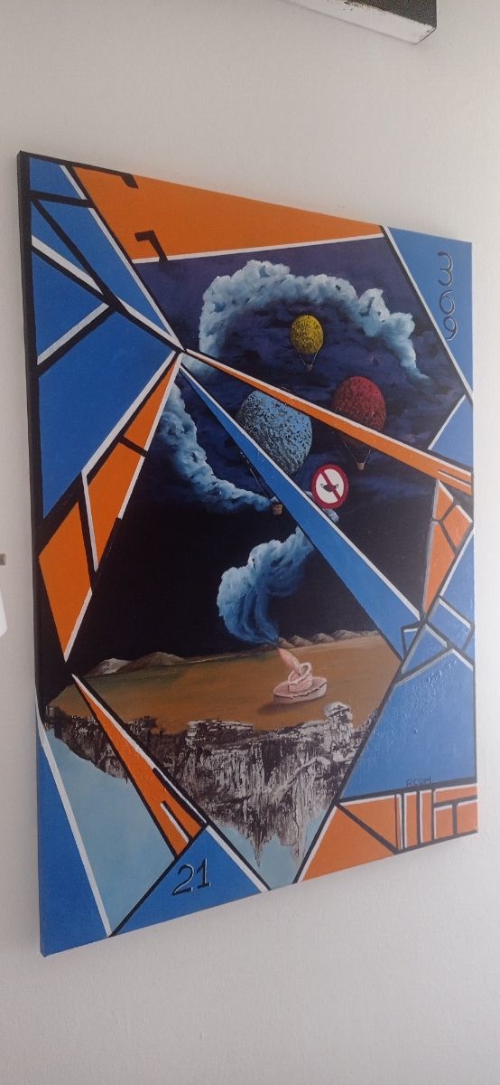 Quadro astratto geometrico pianeti