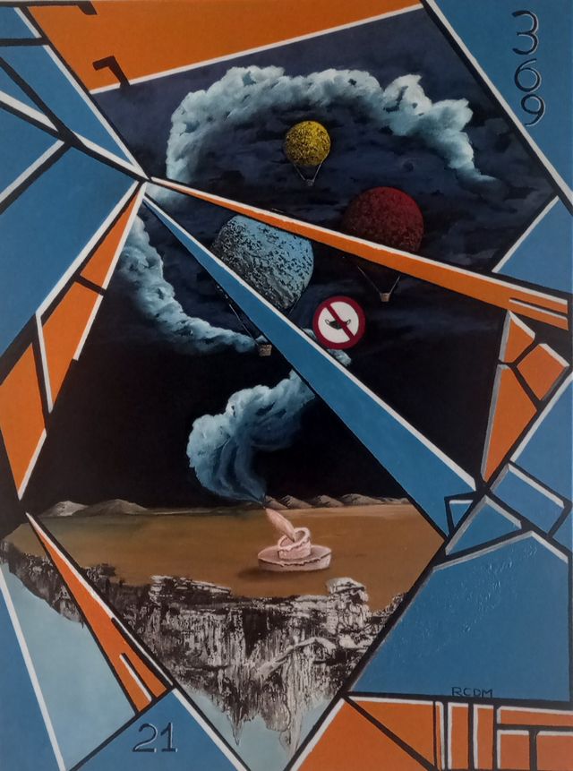 Quadro astratto geometrico pianeti