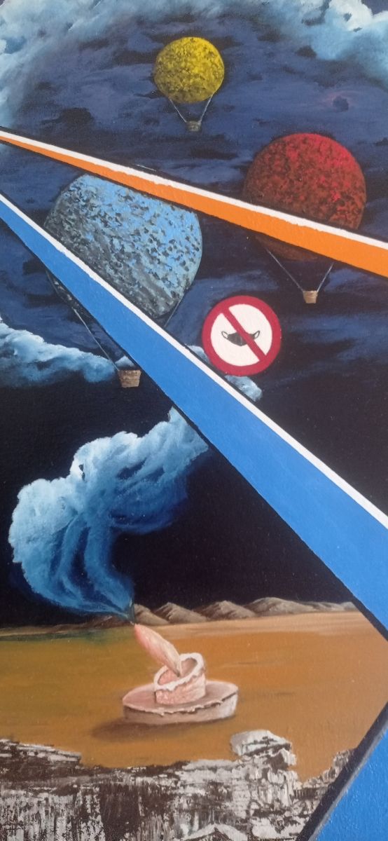 Quadro astratto geometrico pianeti