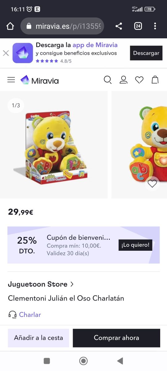 Peluche interactivo Julián, oso charlatan