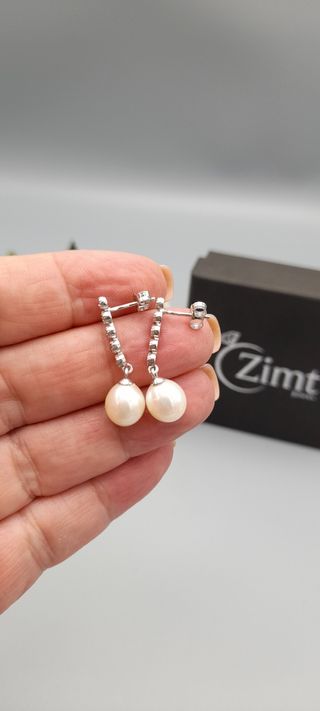 Pendientes de oro blanco 18kt con brillantes. 