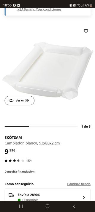 Cambiador hinchable blanco de Ikea