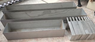 Juego 3 maceteros inoxidable macizo con soportes