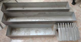 Juego 3 maceteros inoxidable macizo con soportes