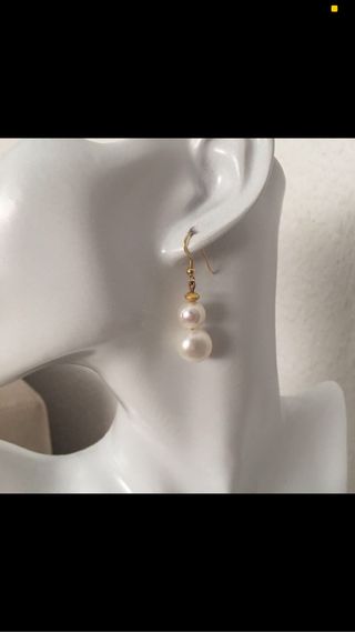 Pendientes plata oro perlas cultivadas