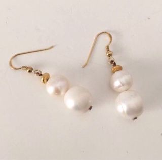 Pendientes plata oro perlas cultivadas