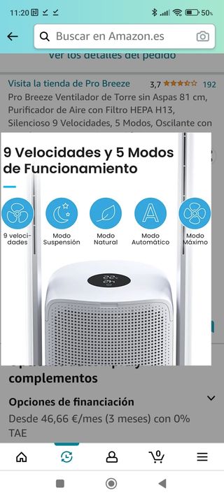 Ventilador purificador de aire
