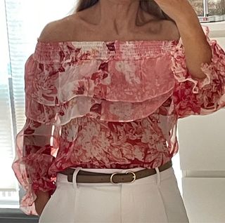 Blusa estampada Zara escote barco