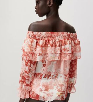Blusa estampada Zara escote barco