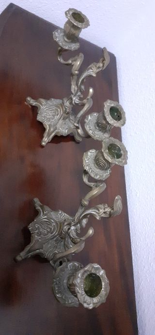 Bronce pareja de candelabros franceses antiguos