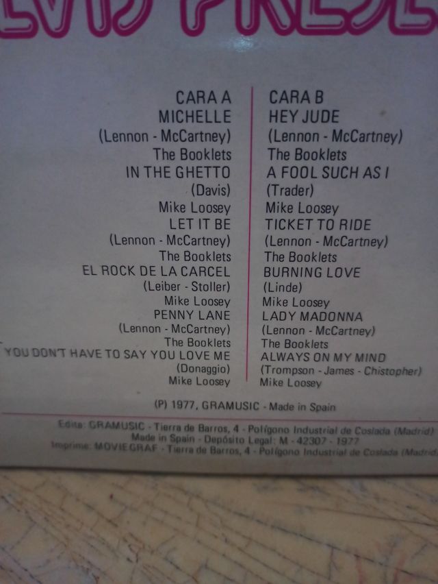LP 1977 Los Beatles y Elvis Presley