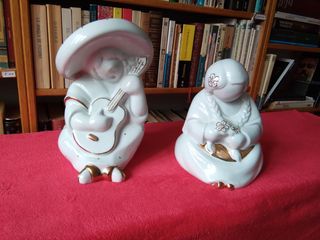 Figuras porcelana NADAL (Valencia) pintado de oro