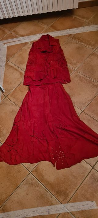 Artigianato Riccione gilet e gonna in pelle tg S-M