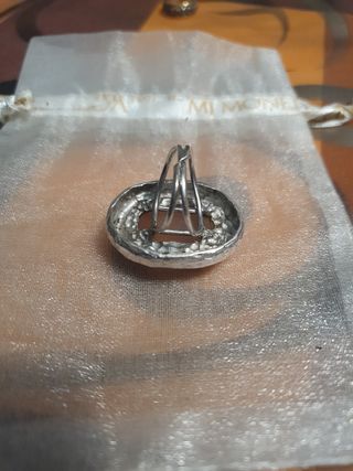 Preciosa Sortija de Agata rosa y plata