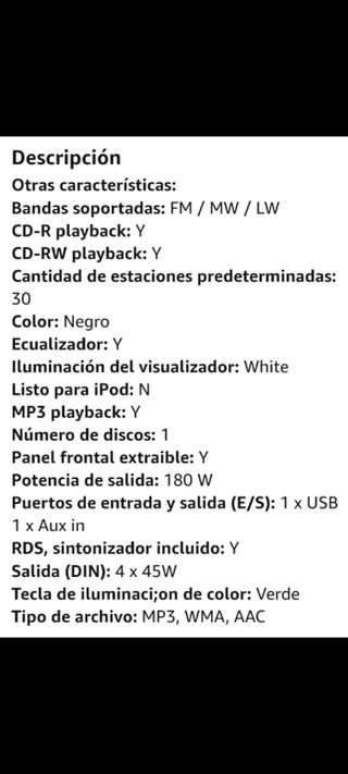 Reproductor con frontal extraible.