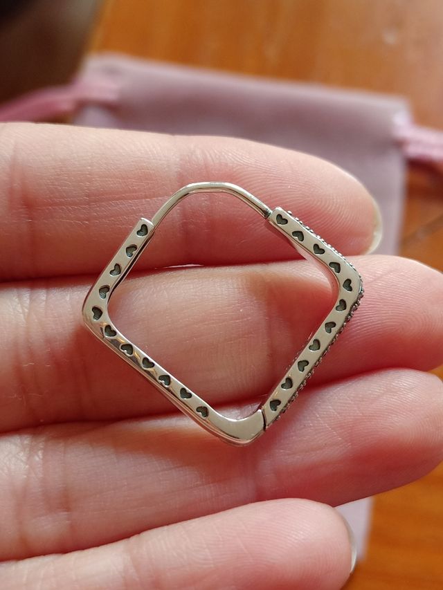 Pendientes aro cuadrado circonitas de plata de ley