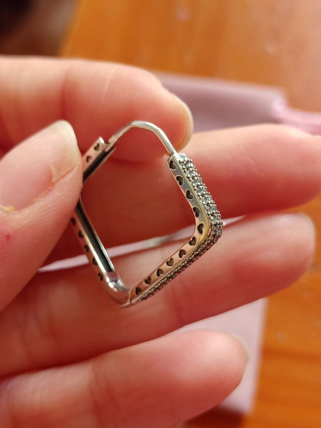 Pendientes aro cuadrado circonitas de plata de ley