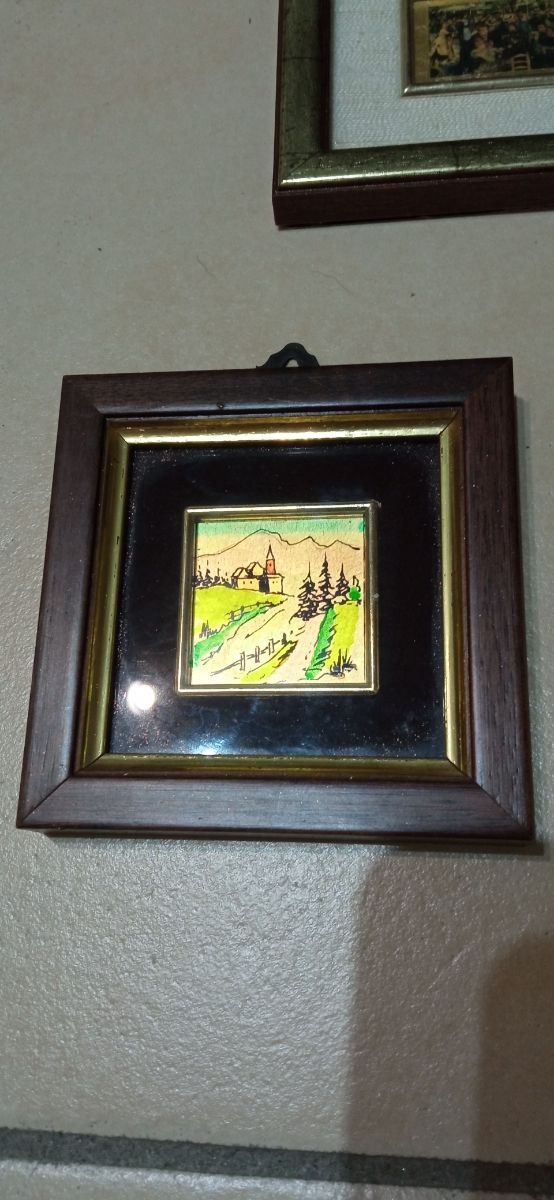 Quadretti su foglia d'oro dipinti a mano