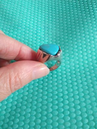 Sortija plata y turquesa 