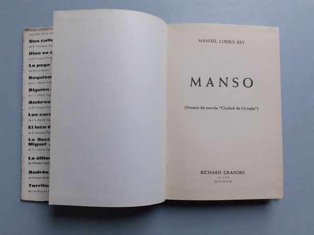 Manso. Manuel Lueiro Rey. 1ra. edición