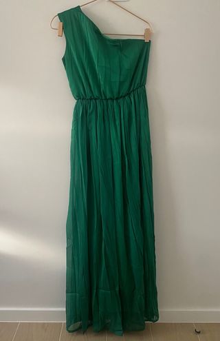 Vestido largo asimétrico verde