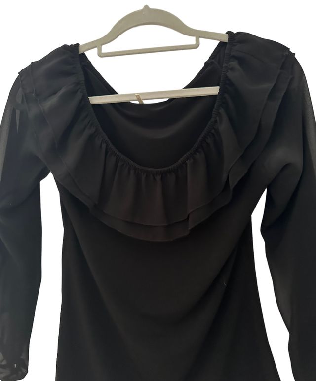 Blusa en algodón elástico negro