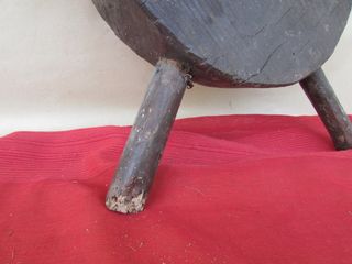 Timón antiguo castaño macizo rústico 46 cms