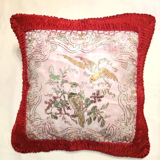 Fundas cojín seda China bordados artesanía 2 uds