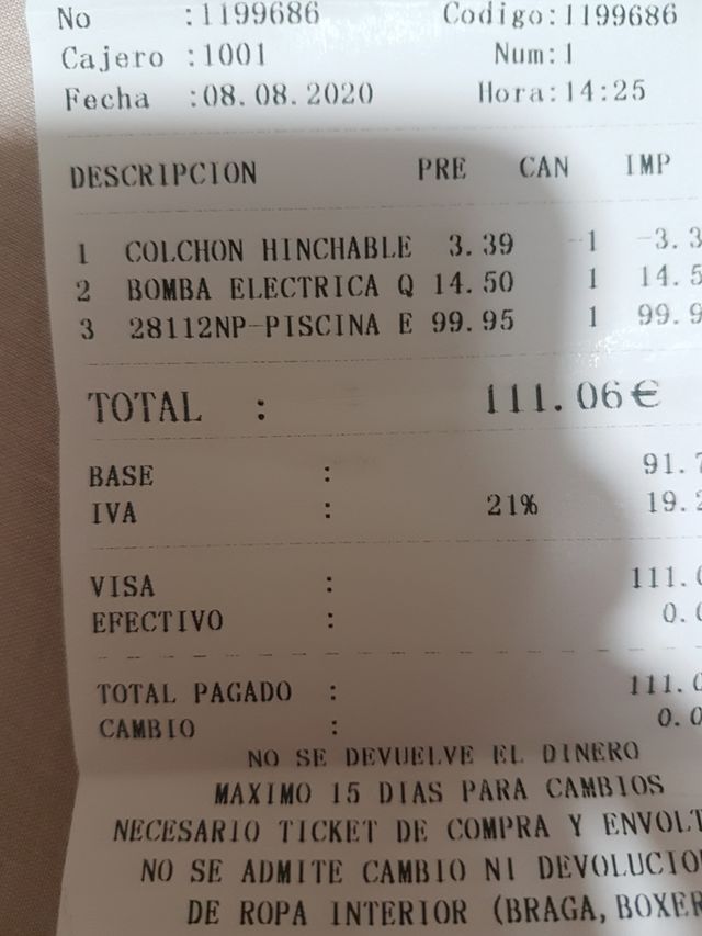 Piscina y accesorios básicos.