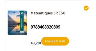Libro matemáticas 3° ESO ISBN 9788468320809
