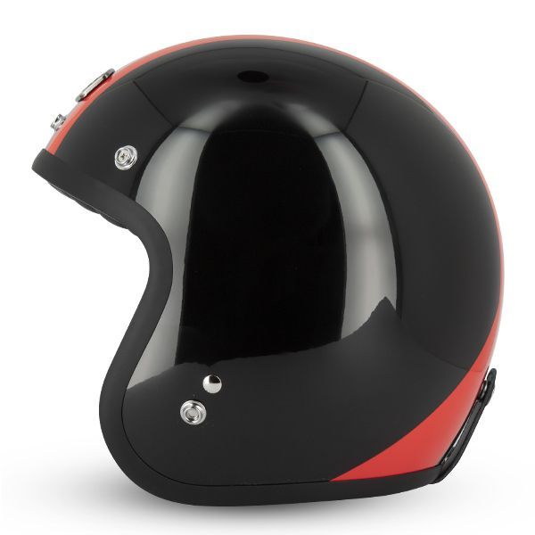 CASCO JET CAFE RACER NEGRO/ROJO/BLANCO BRILLANTE