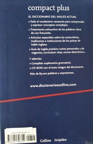 Diccionario inglés Collins compact plus.