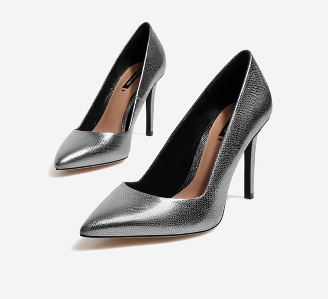 Zapatos tacón plateados
