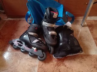 Patines + bolsa nueva+ protecciones sin estrenar
