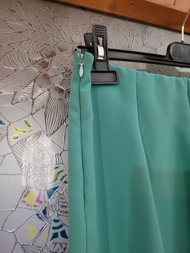 pantalon pinzas turquesa