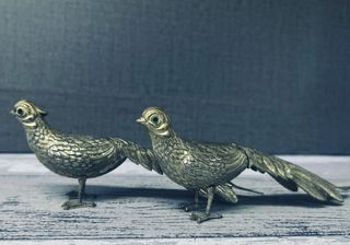 Pareja de Faisanes Decorativos - Vintage