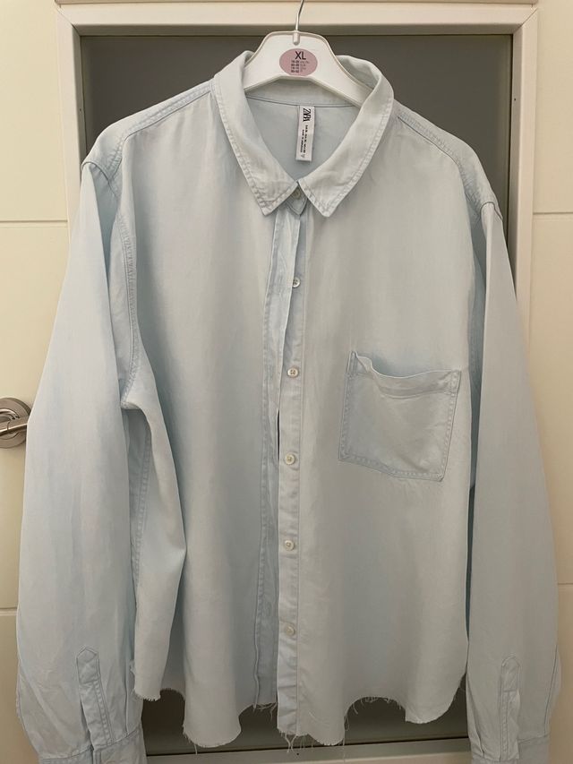 Camisa denim claro zara