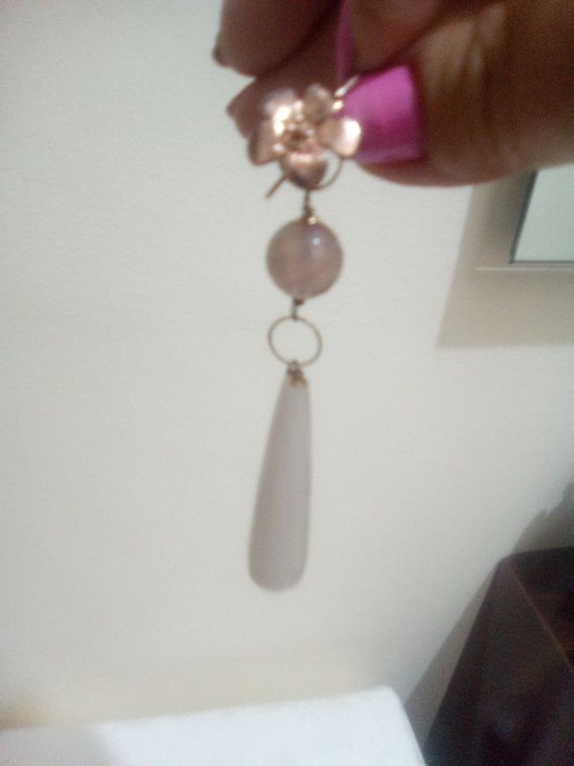 orecchini in argento rosé 925 con onice bianca